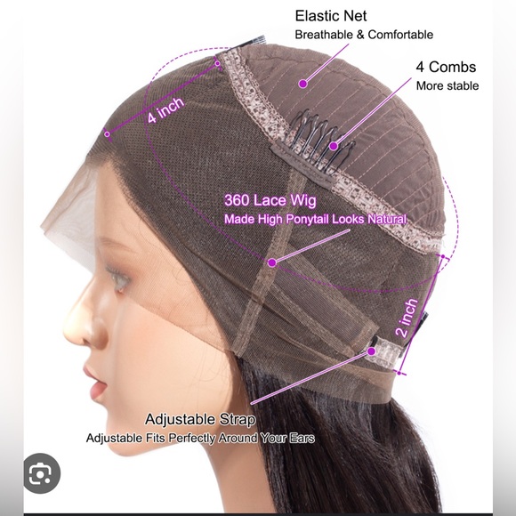 New! 20” 360 Lace Wig, Virgin Human Hair, Can pull up into a high ponytail - Picture 12 of 12